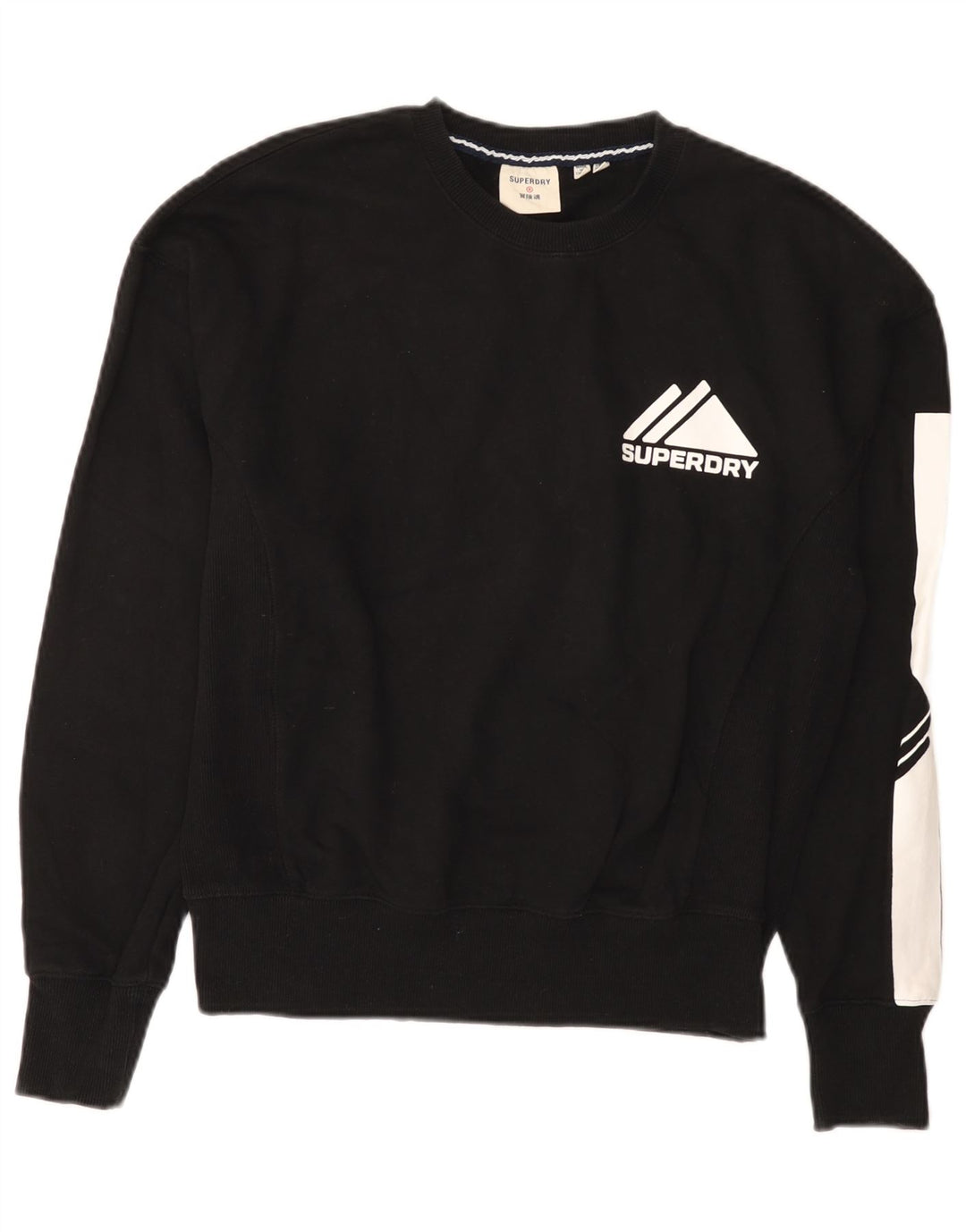 Superdry Mujer Sudadera Gráfica Jumper UK 42 Medium Negro Colorblock