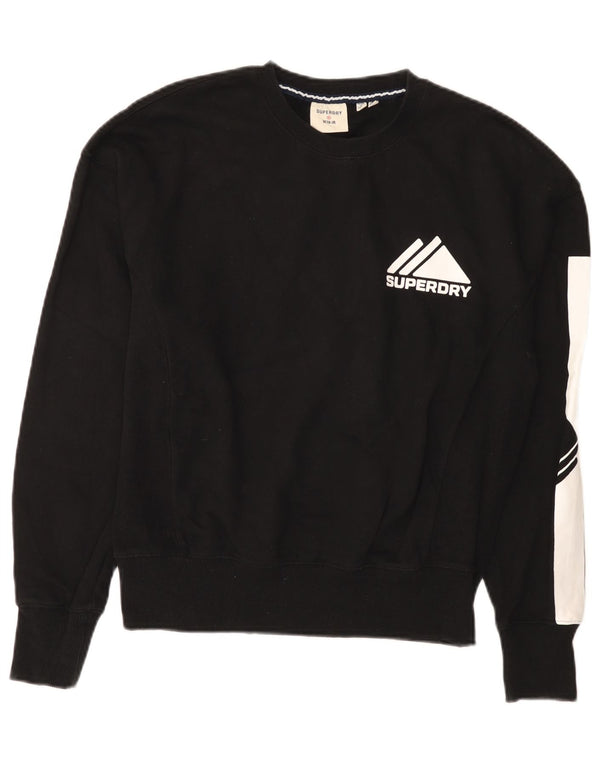 Superdry Mujer Sudadera Gráfica Jumper UK 42 Medium Negro Colorblock