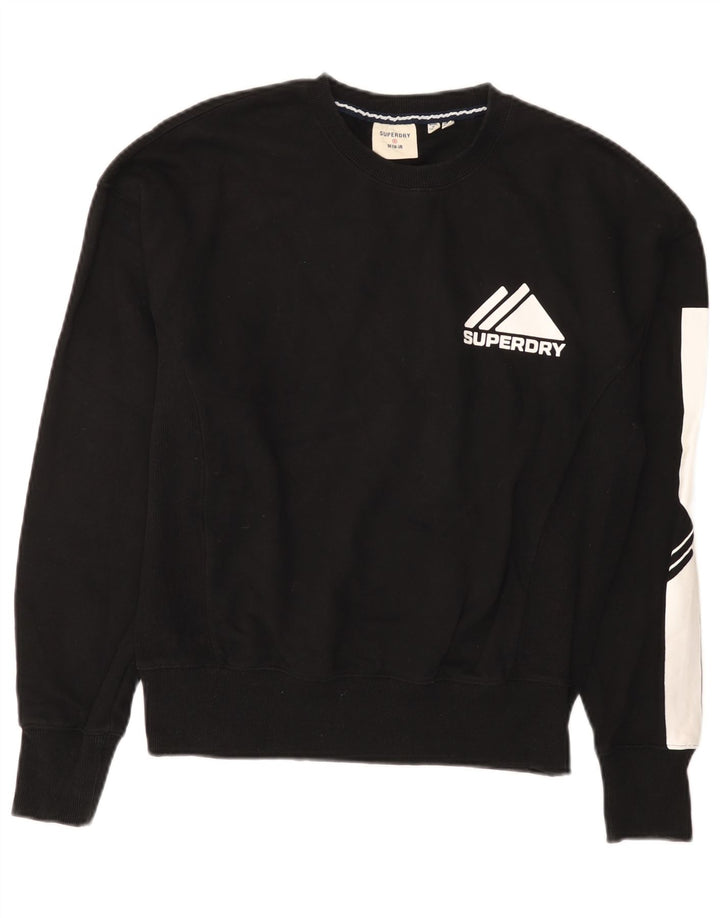 Superdry Mujer Sudadera Gráfica Jumper UK 42 Medium Negro Colorblock