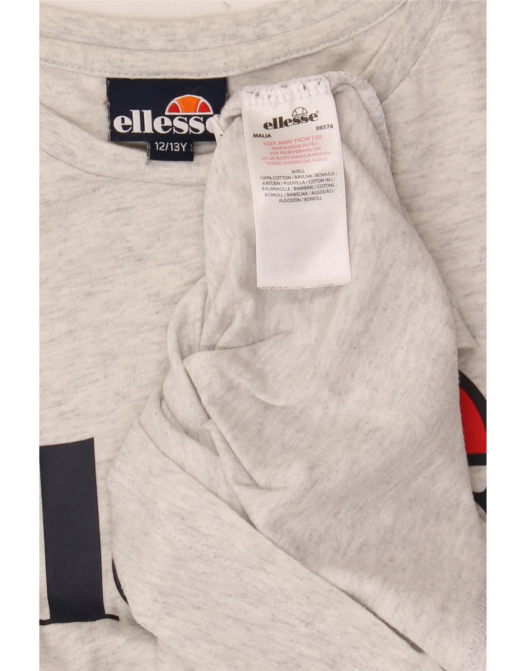 ELLESSE Camiseta gráfica para niña 12-13 años Algodón moteado gris