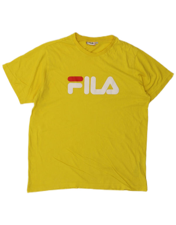 Fila - Camiseta gráfica para hombre, talla pequeña, algodón amarillo
