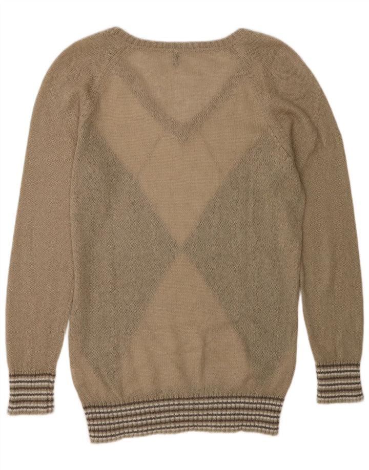 Benetton Jersey Con Cuello En V Para Mujer ES 44 Medium Beige Argyle/Diamond