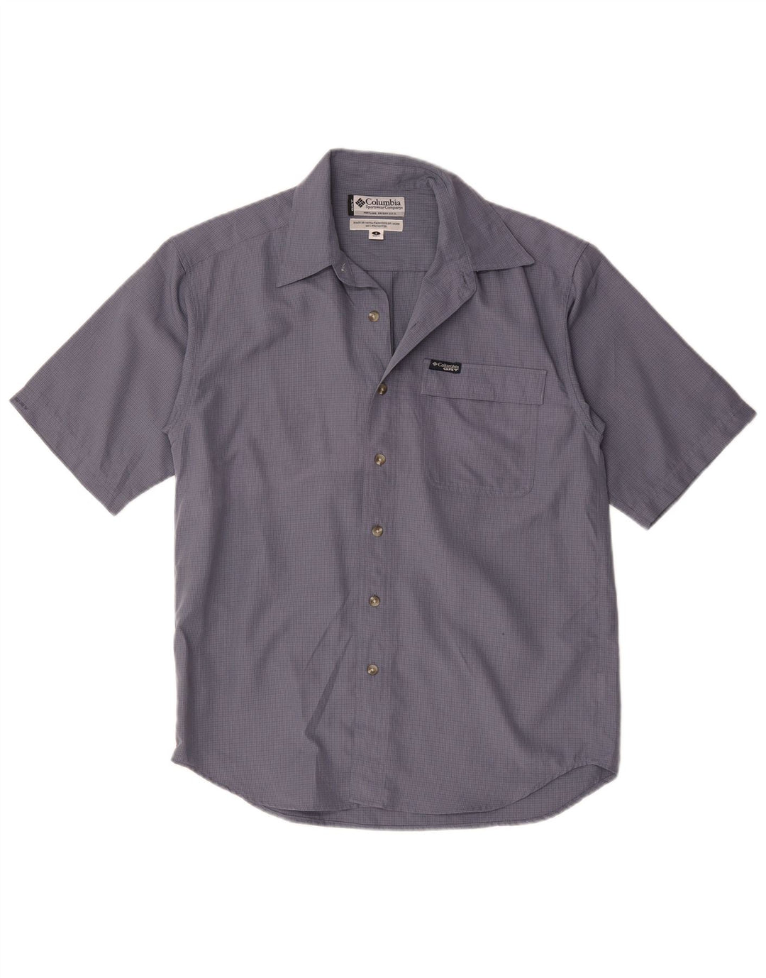 Columbia Camisa De Manga Corta Para Hombre Small Blue Gingham Poliéster
