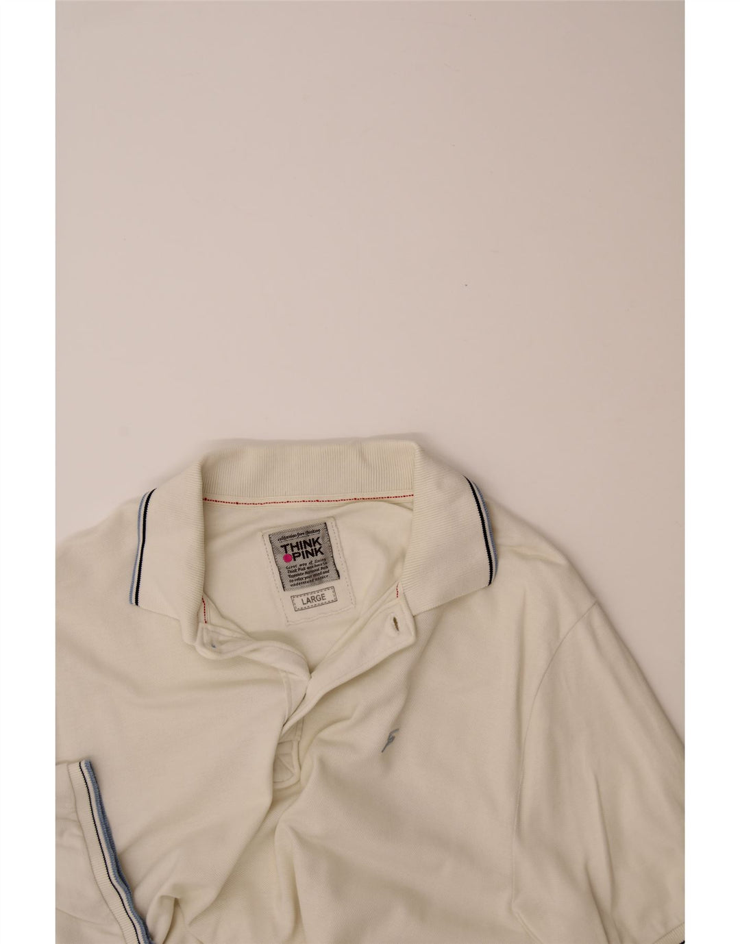 THINK PINK Mens Polo Shirt Large White Cotton Vintage Think Pink and Second-Hand Think Pink from Messina Hembry 