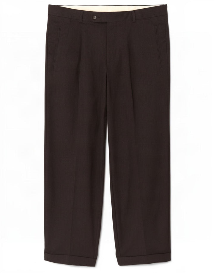 Hugo Boss Pantalón de traje con pinzas para hombre W34 L30 Lana negra