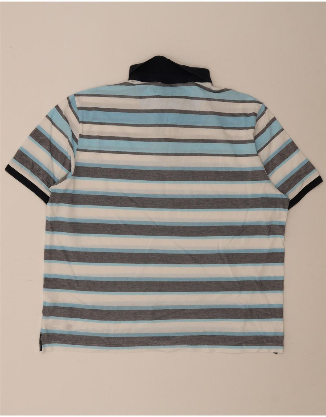 Marks & Spencer Polo azul Harbor para hombre, talla 2XL, rayas multicolor