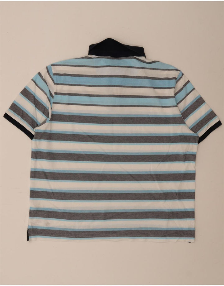 Marks & Spencer Polo azul Harbor para hombre, talla 2XL, rayas multicolor
