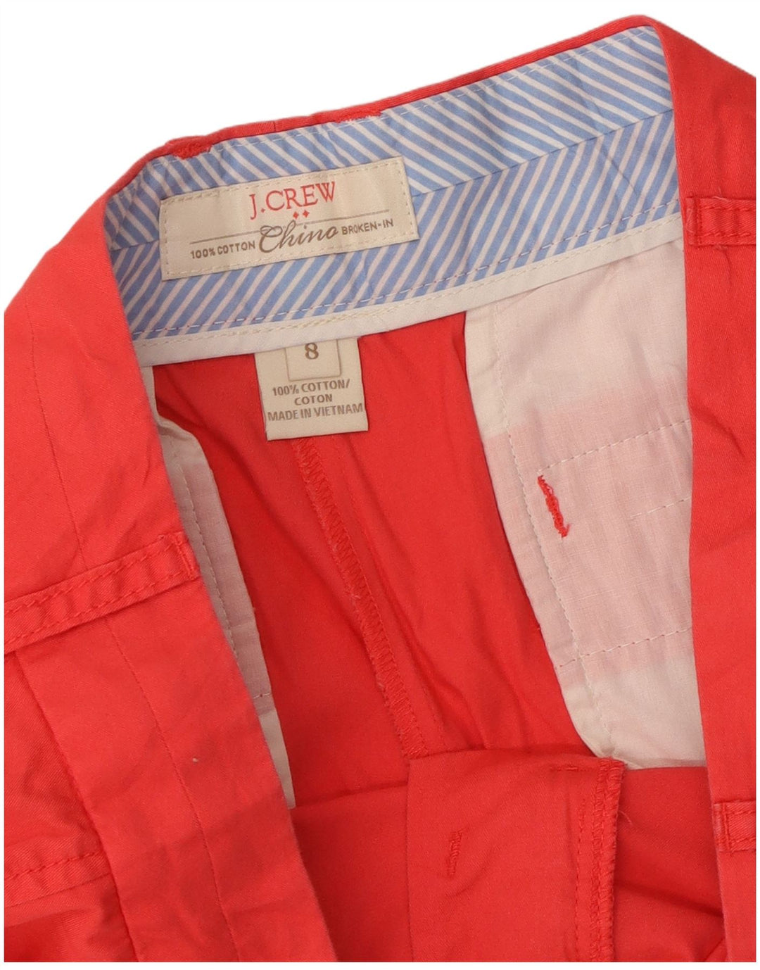 J. Crew Pantalones cortos chinos para mujer US 8 Medium W34 Algodón rojo