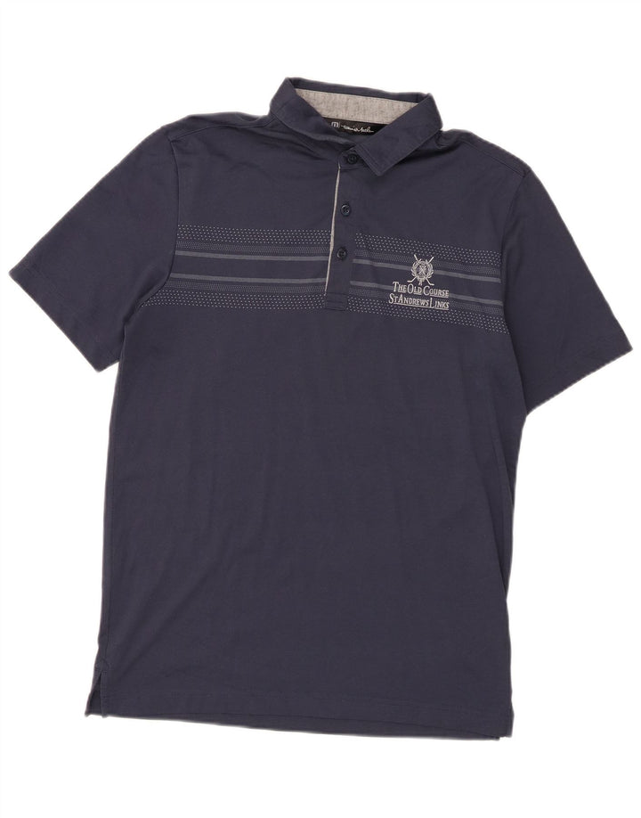Travis Mathew Polo gráfico para hombre pequeño algodón azul marino