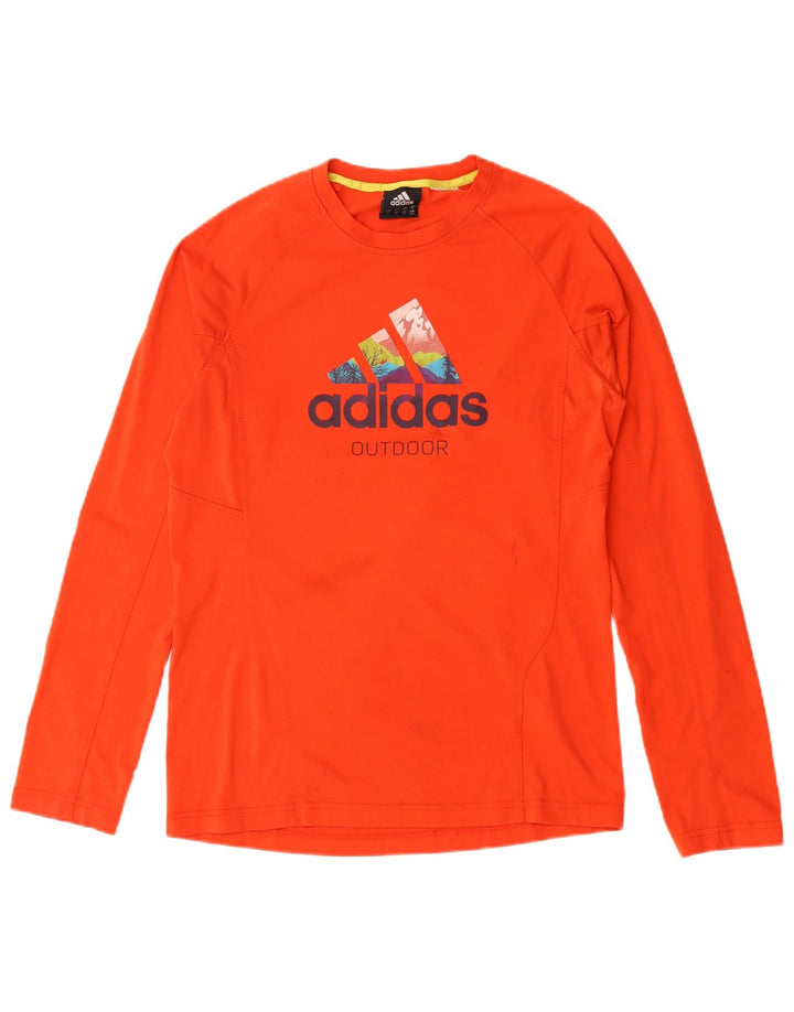 Adidas Hombre Gráfico Top Manga Larga UK 40/42 Medio Rojo Poliéster