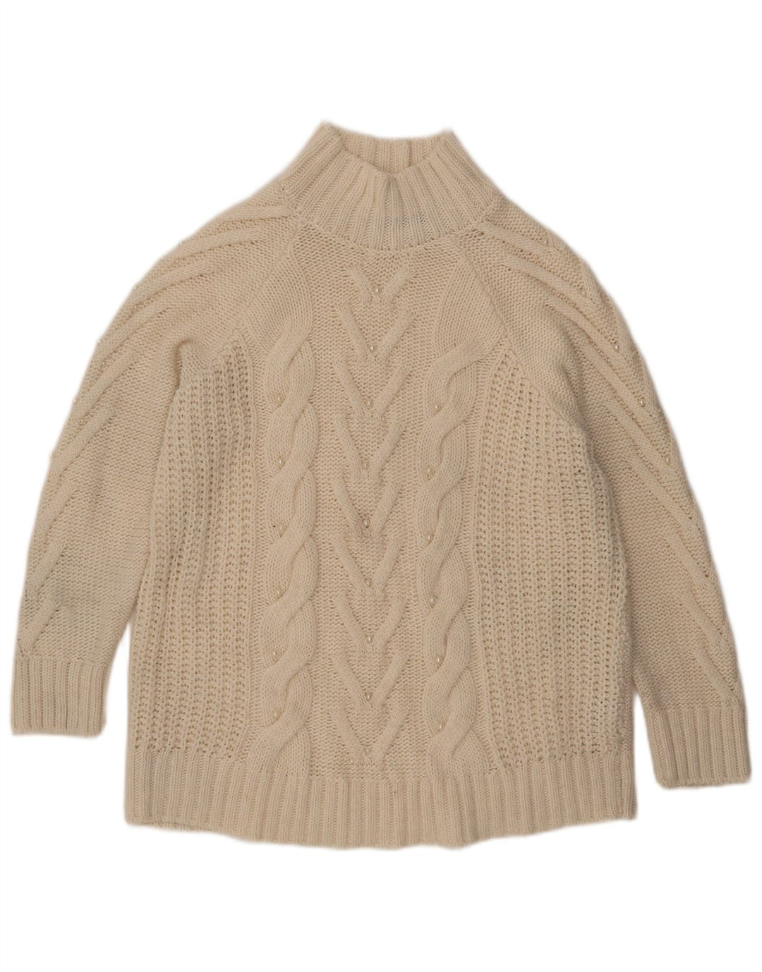 Marks & Spencer Suéter tipo jersey con cuello alto para mujer UK 46 Large Off White