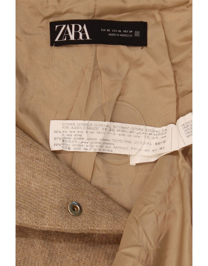 Zara Mujer Cazadora Bomber Con Capucha UK 6 XS Lana Beige