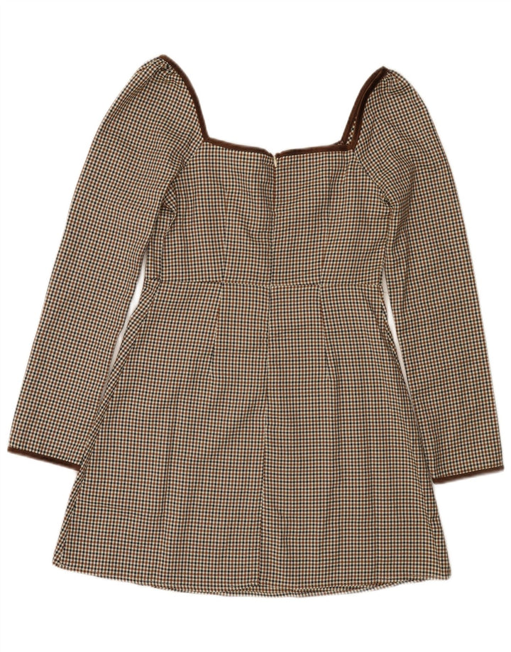 Cider Vestido acampanado con hombros descubiertos para mujer UK 42 Marrón medio Pata de gallo