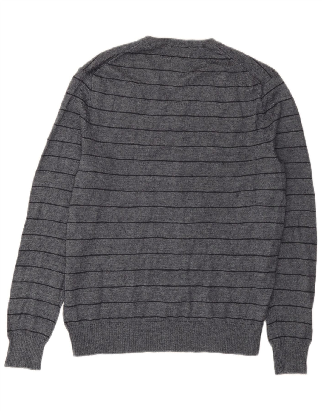 Calvin Klein Jersey con cuello en V para hombre de lana merino a rayas gris medio