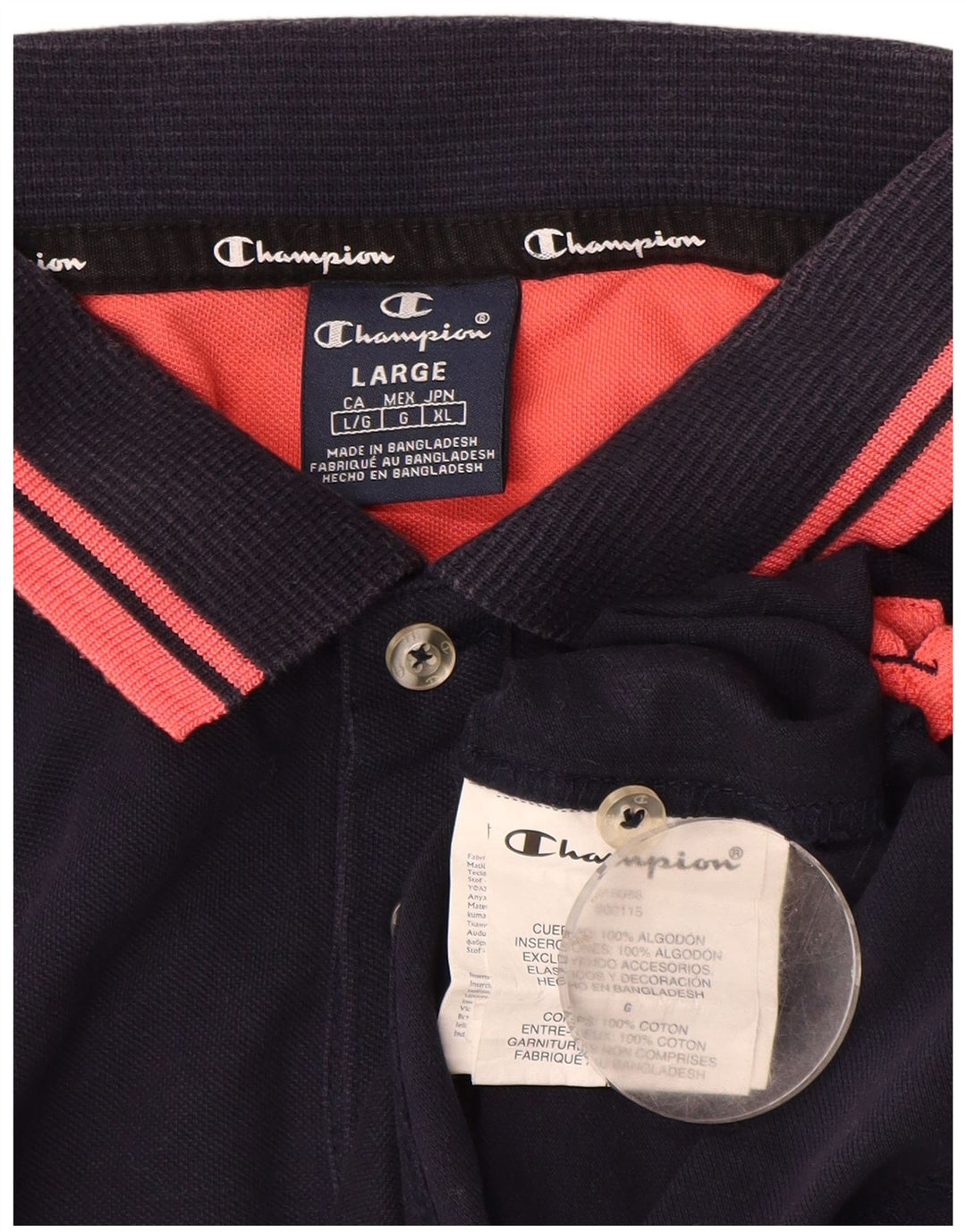 Champion Polo para hombre de algodón azul marino grande