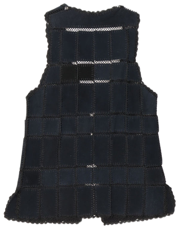 Vintage mujer ante Gilet Reino Unido 16 grande azul marino patchwork