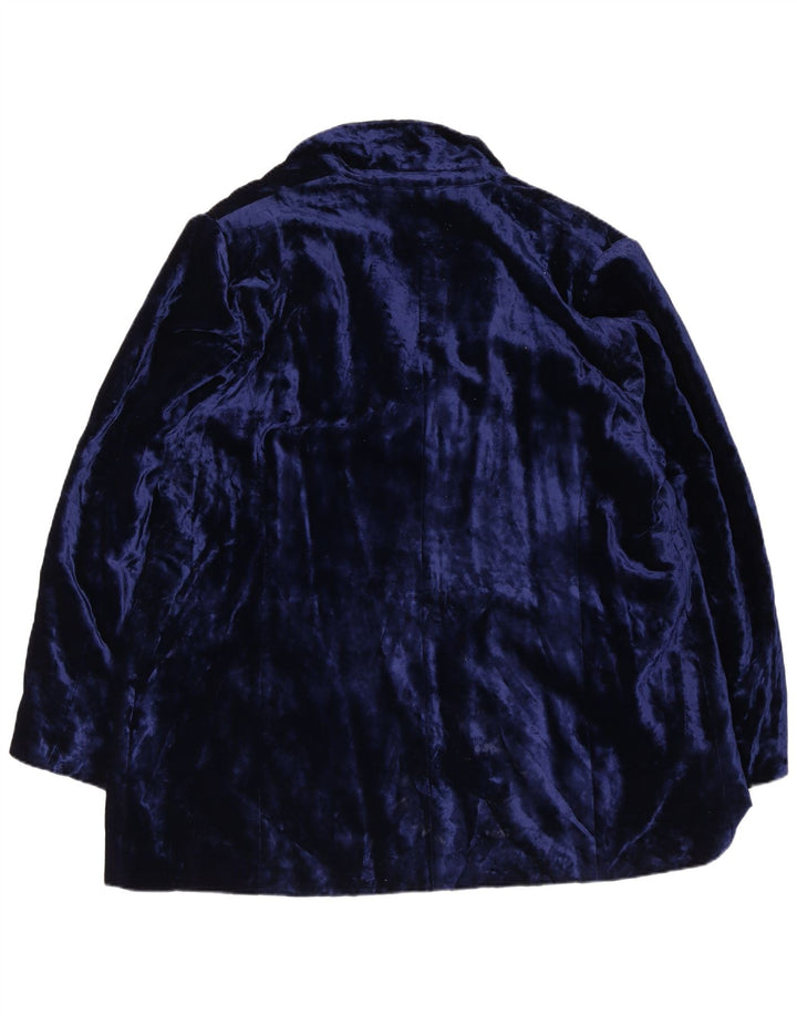 Marina Rinaldi Chaqueta Blazer Básica De Terciopelo De 2 Botones Para Mujer Talla 31 XL Azul