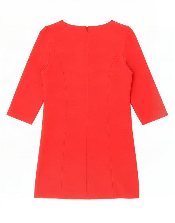 Zara Mujer Vestido Acampanado Manga 3/4 UK 6 XS Rojo