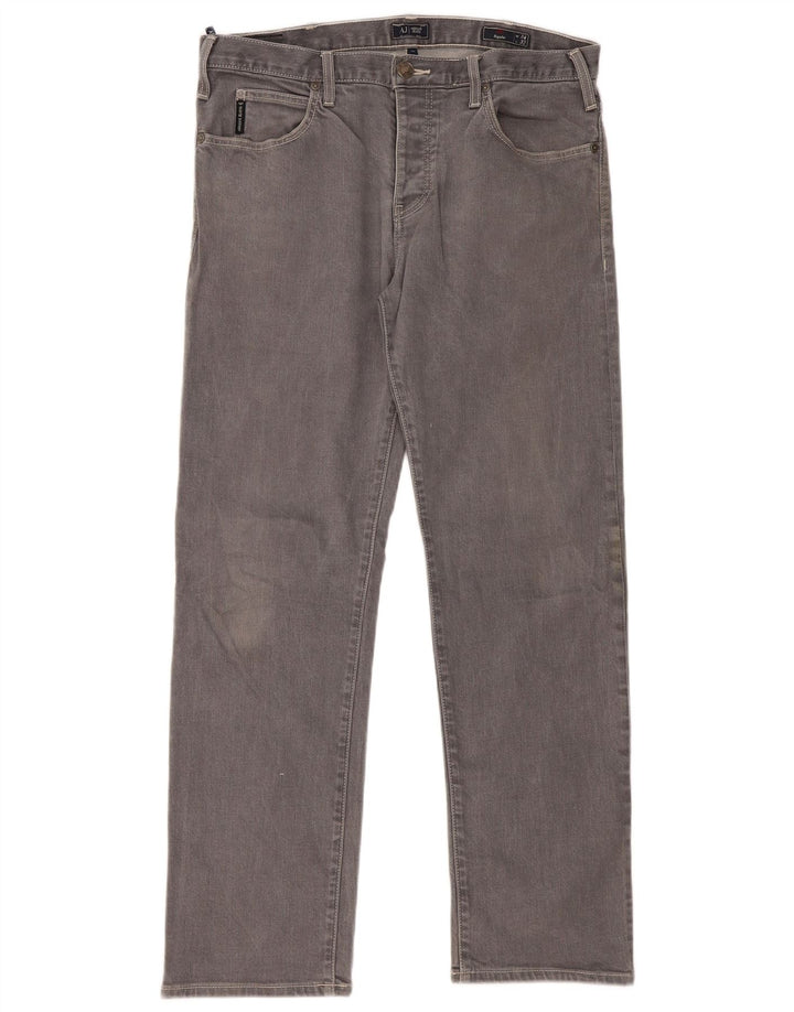 Vaqueros Armani Mujer Regular Rectos W34 L32 Algodón Gris