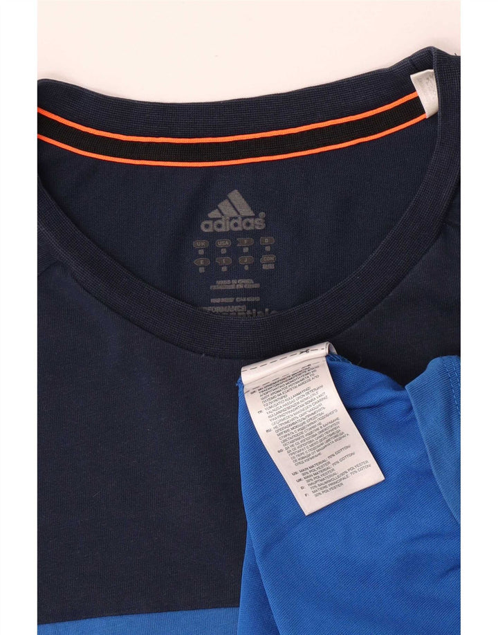Adidas Hombre Camiseta Regular De Manga Corta Top Azul Medio Colorblock Algodón