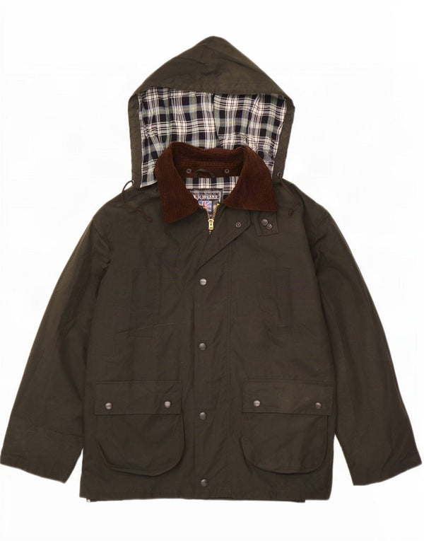 Lakeline Chaqueta de algodón encerado con capucha para hombre UK 42 XL Caqui