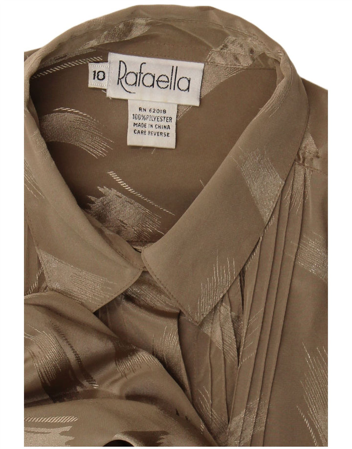 Rafaella Blusa para mujer con patrón abstracto, talla 10, poliéster marrón grande