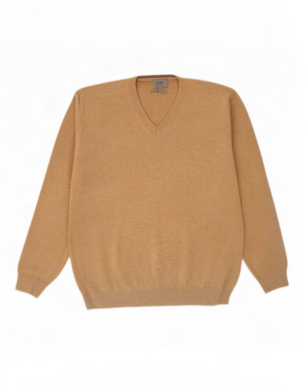 Marks & Spencer Jersey con Cuello en V para Hombre XL Algodón Beige
