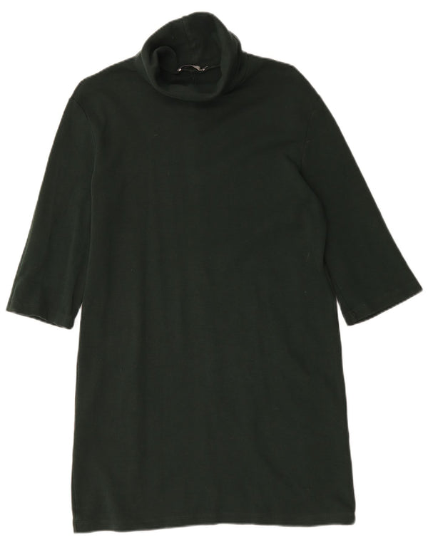 Zara Mujer Vestido Jersey Manga 3/4 UK 40 Small Algodón Verde