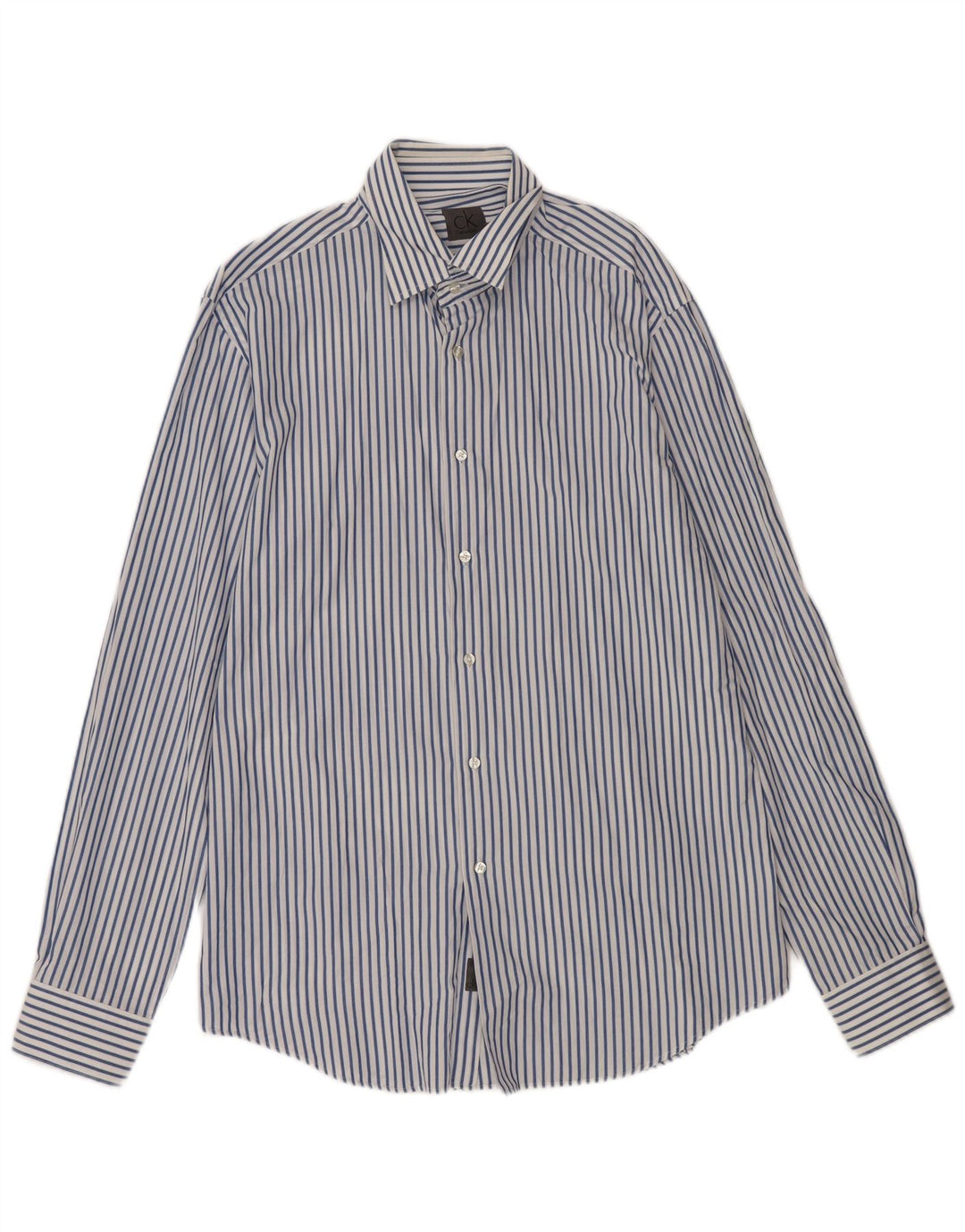 CALVIN KLEIN Mens Shirt 2XL White Pinstripe Cotton