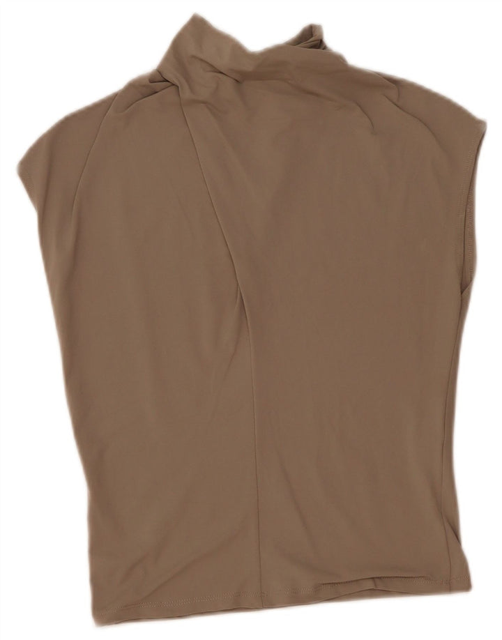 Zara Mujer Blusa Sin Mangas Top UK 42 Poliamida Gris Medio