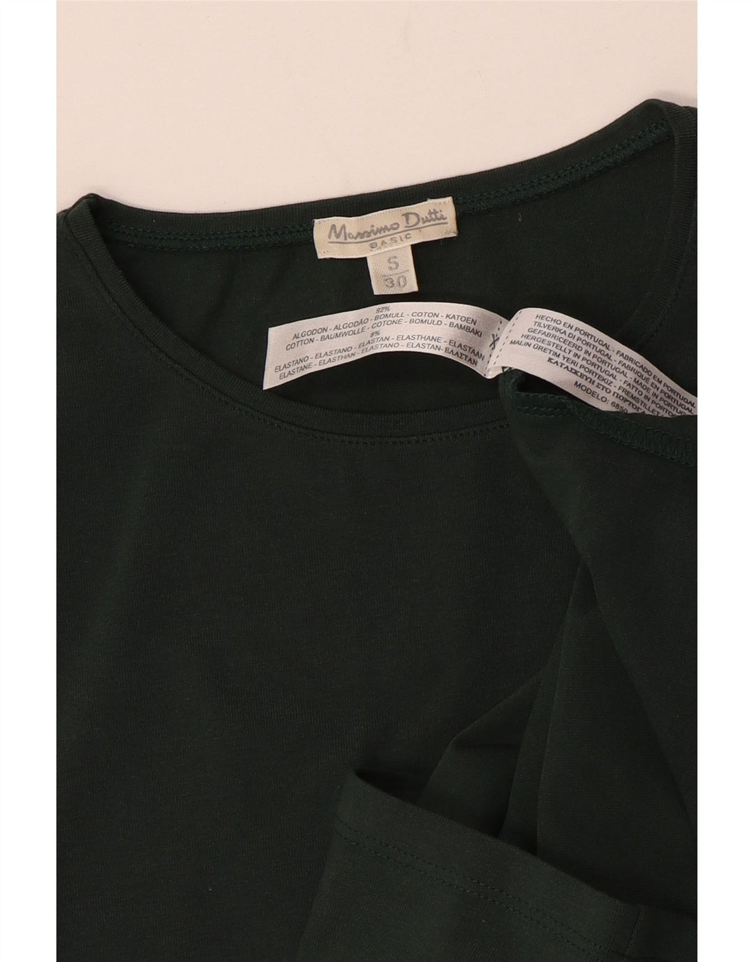 MASSIMO DUTTI Camiseta Mujer Top UK 10 Small Verde Algodón