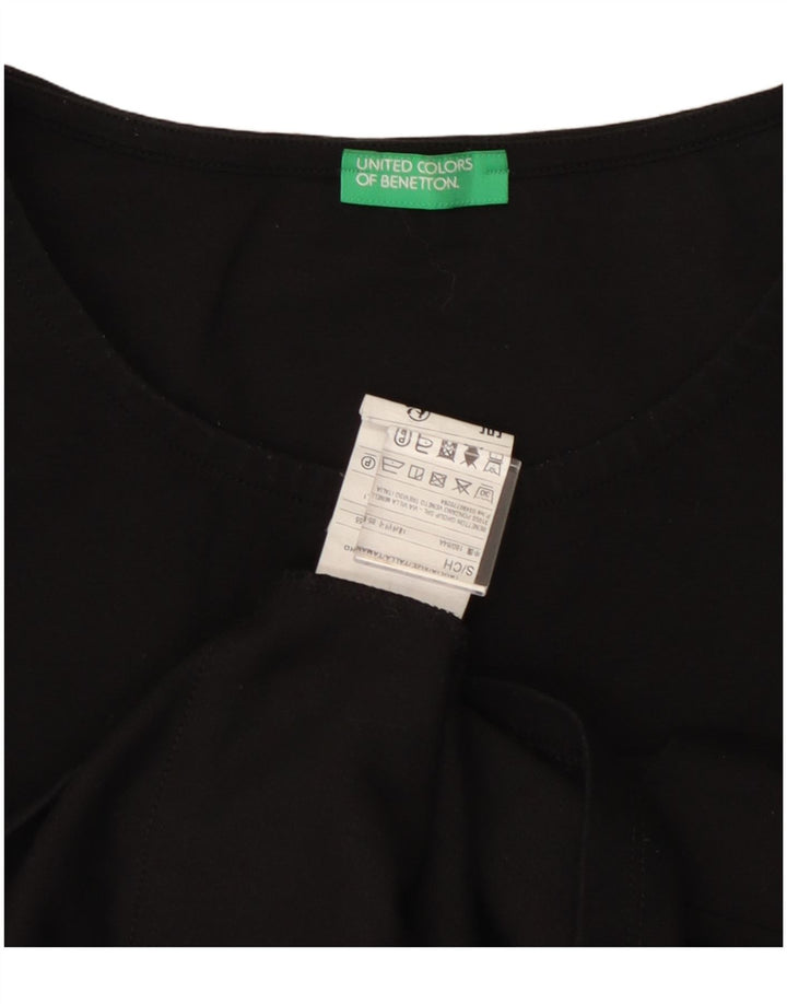 BENETTON Top extragrande para mujer, manga larga, UK 10, pequeño, algodón negro