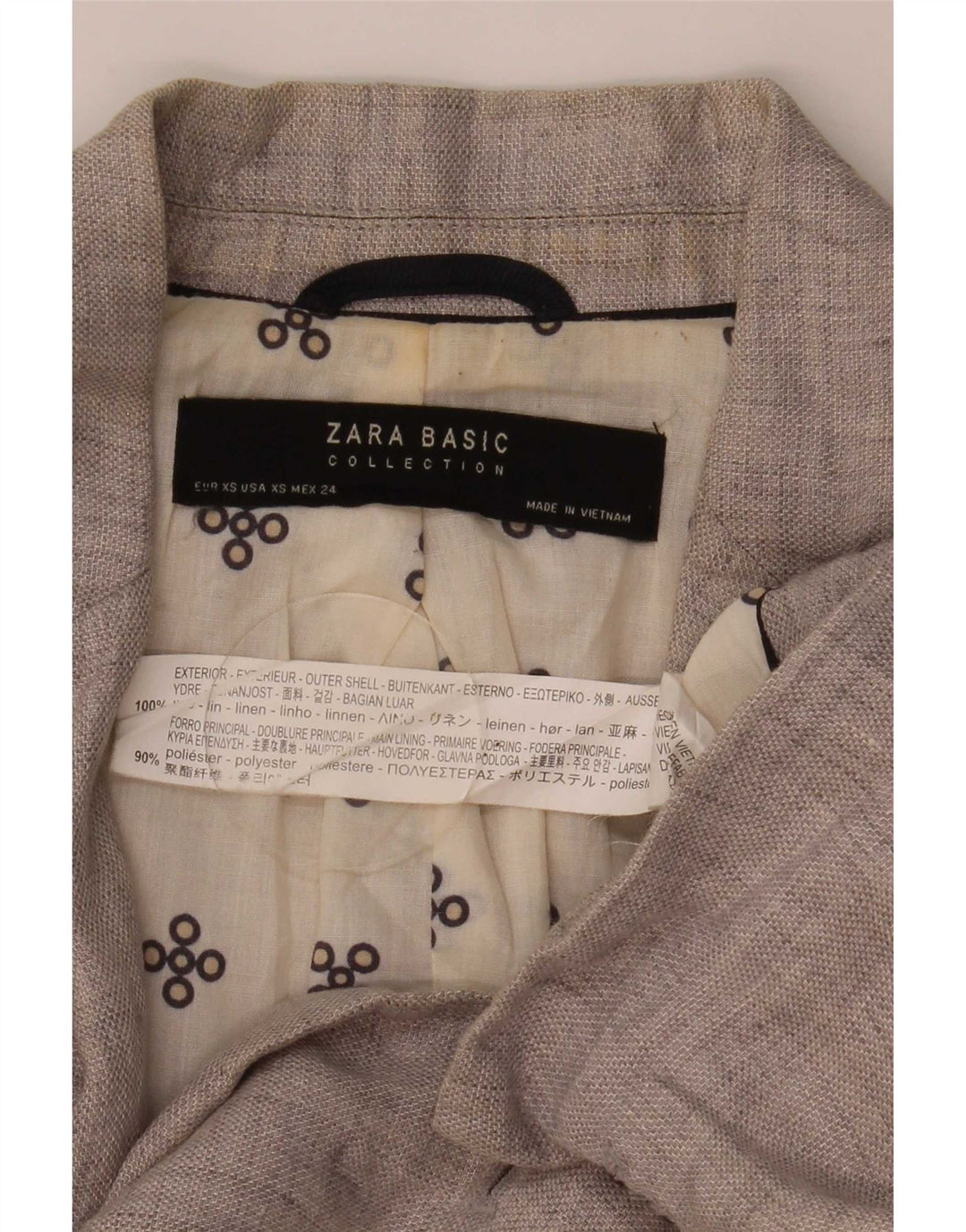 Zara Chaqueta Blazer De 1 Botón para Mujer UK 6 XS Lino Gris