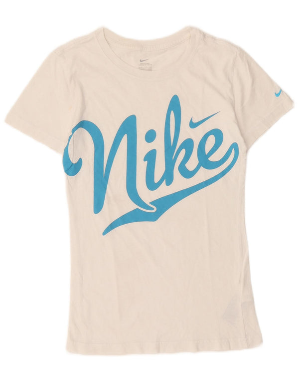 Nike Camiseta gráfica para mujer Top UK 8/10 Small White Cotton