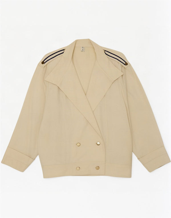 Vintage mujer doble pecho Blazer chaqueta IT 42 medio de lana blanca