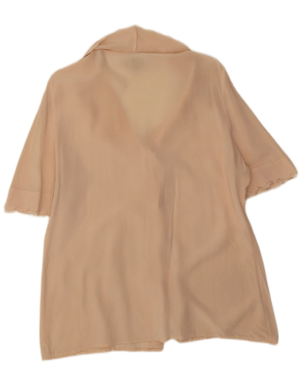 Vintage mujer manga corta camisa de gran tamaño blusa IT 44 seda beige medio