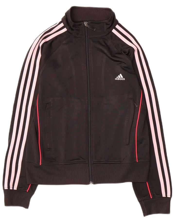 Adidas Mujer Chándal Top Chaqueta UK 12 Mediano Negro Poliéster