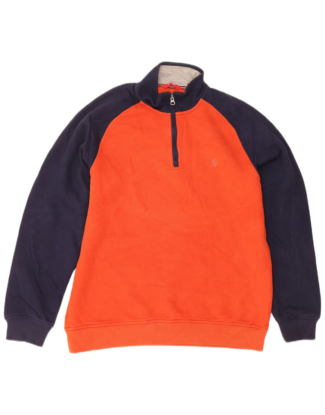 IZOD Hombre Sudadera Con Cremallera Y Cuello Jersey De Algodón Color Block Naranja Medio