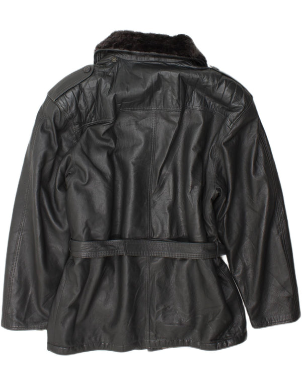 Chaqueta de cuero militar vintage para hombre IT 54 2XL Gris