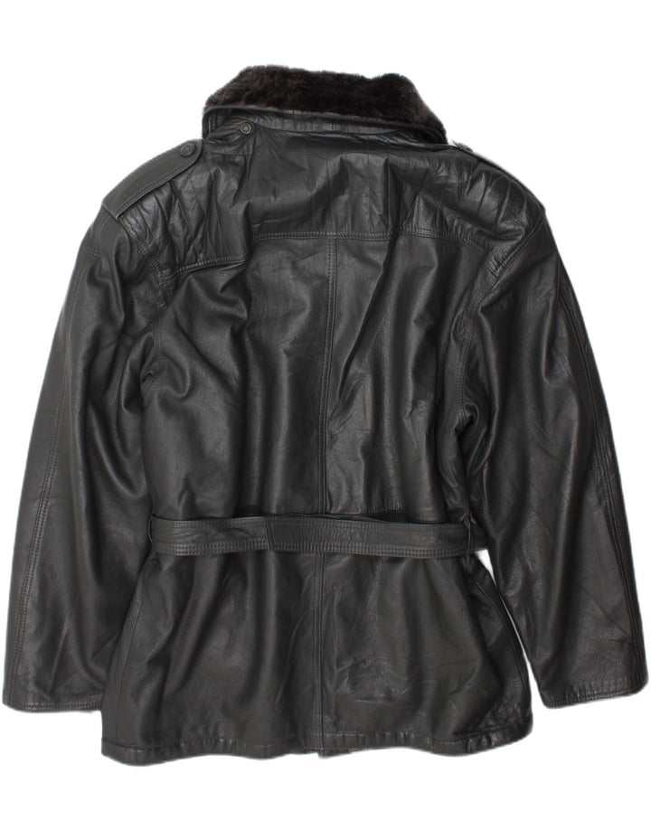 Chaqueta de cuero militar vintage para hombre IT 54 2XL Gris