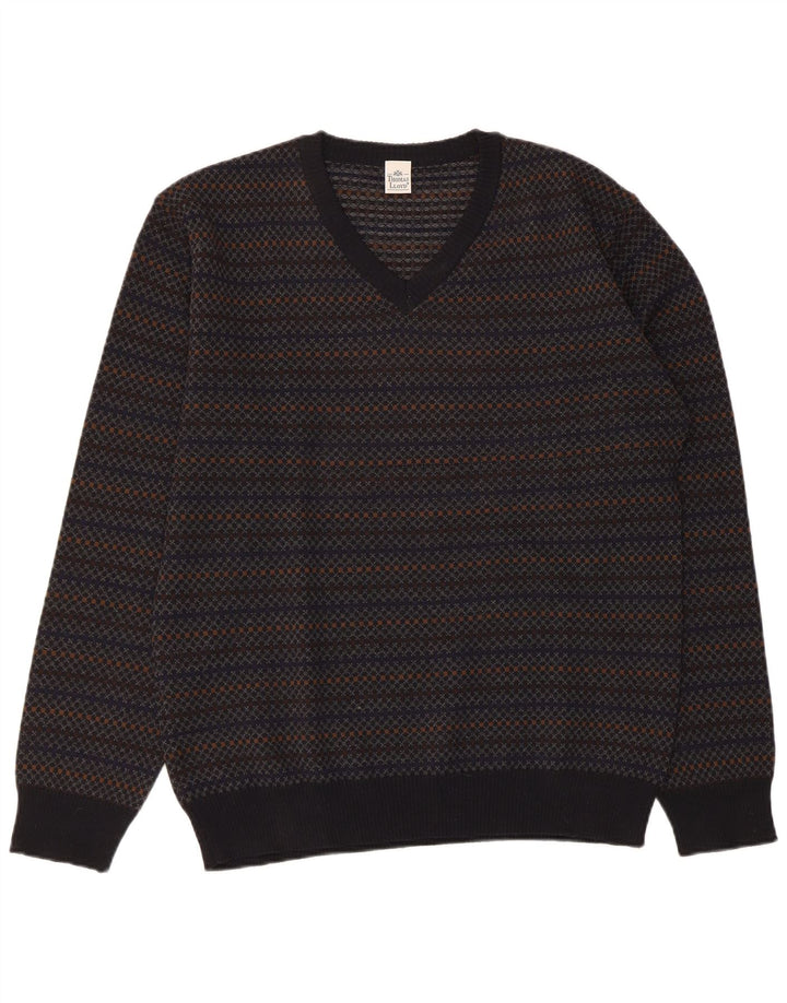 THOMAS LLOYD Jersey con cuello en V para hombre IT 48 Medium Azul marino a rayas