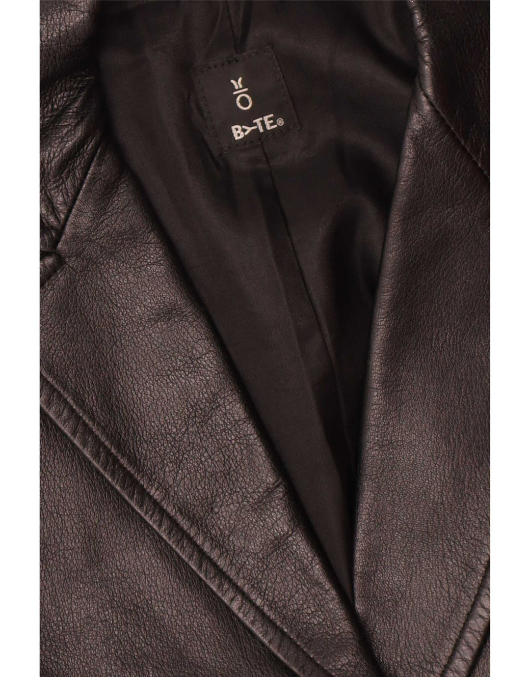 Vintage mujer 1 botón cuero Blazer chaqueta Reino Unido 14 cuero negro medio