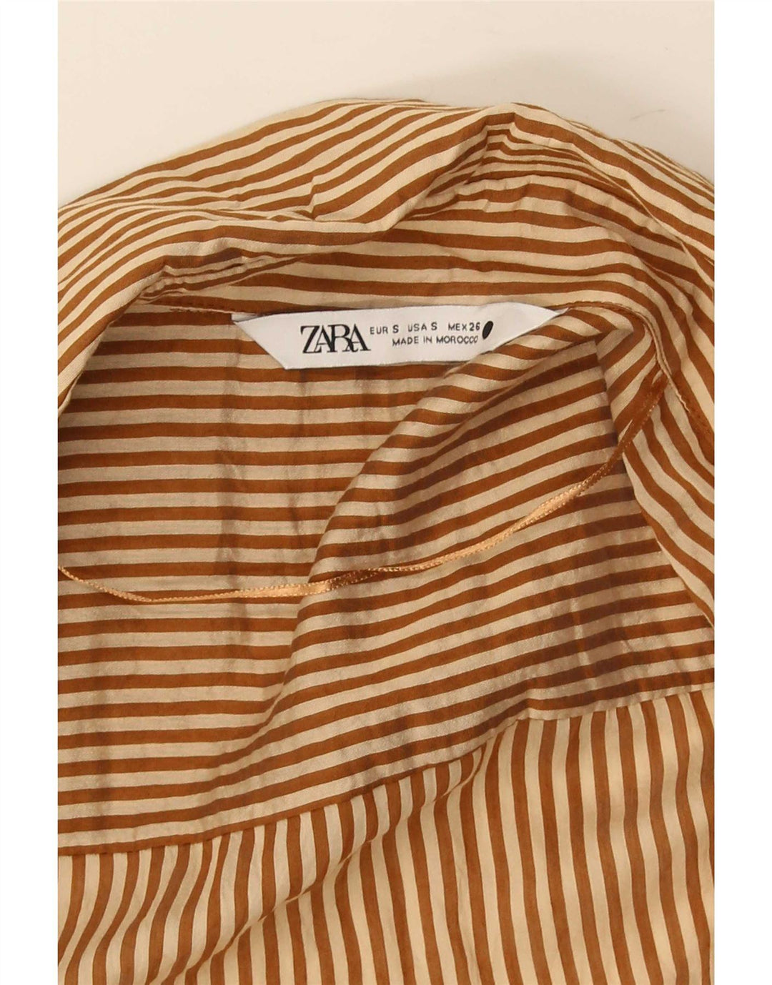 Zara Mujer Vestido De Túnica Extragrande Reino Unido 10 Pequeño Marrón Rayas Pintadas