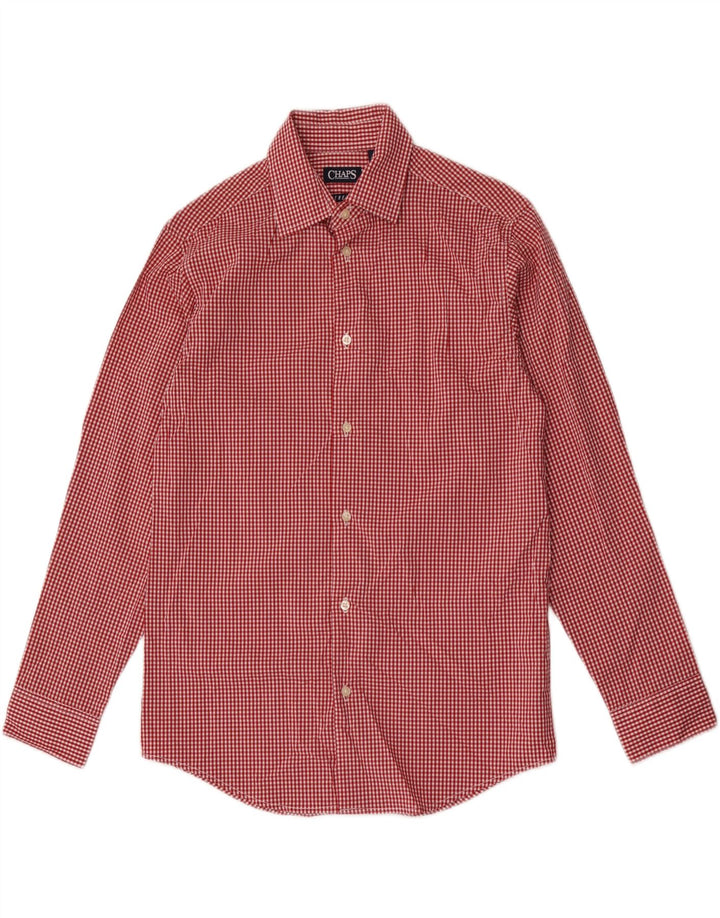 Chaps Camisa elástica para niños de 12 a 13 años, tamaño grande, algodón a cuadros, color rojo