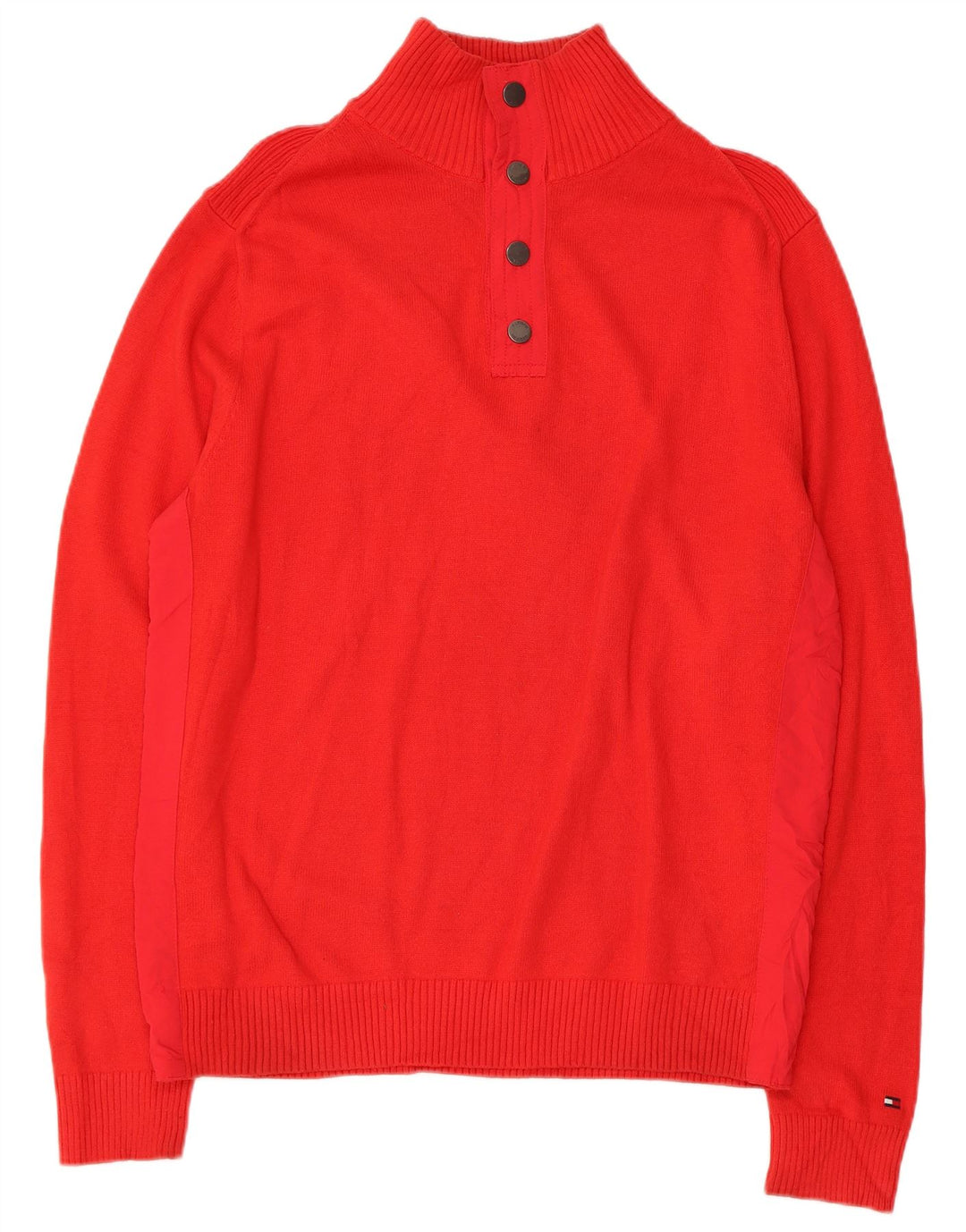 TOMMY HILFIGER Suéter tipo jersey con cuello y botones para hombre, tamaño grande, algodón rojo