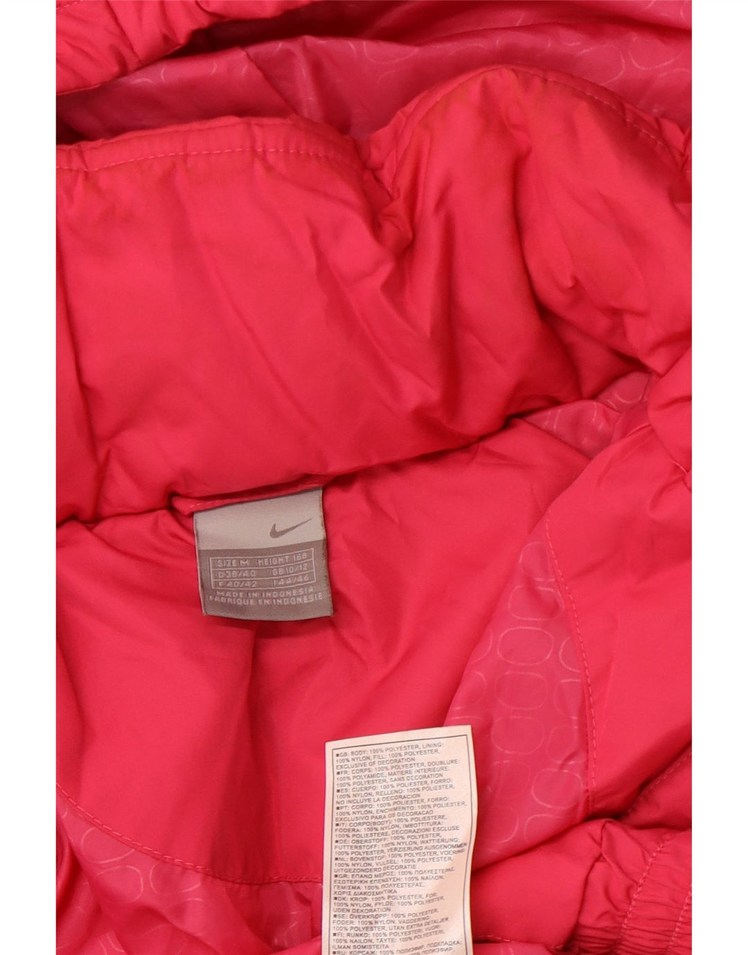 NIKE Chaqueta acolchada con capucha gráfica para mujer UK 10/12 Poliéster rosa medio