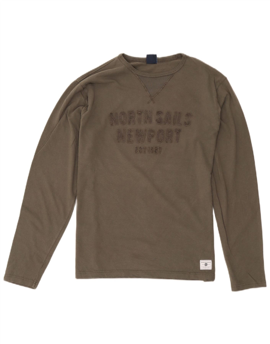 North Sails Hombre Regular Fit Top Gráfico Manga Larga Algodón Caqui Medio