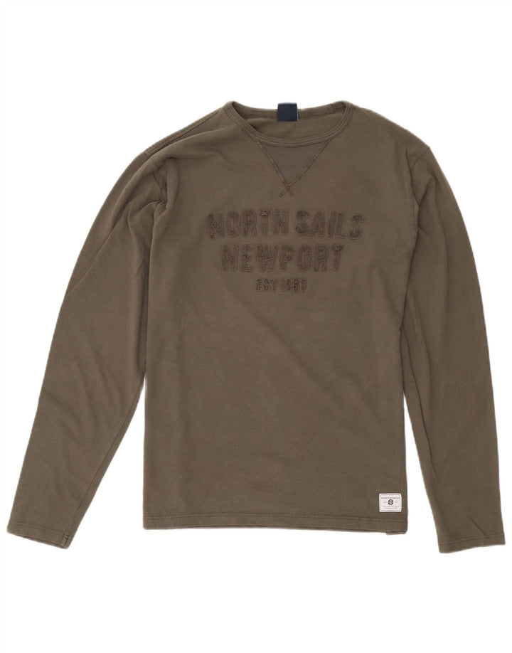 North Sails Hombre Regular Fit Top Gráfico Manga Larga Algodón Caqui Medio