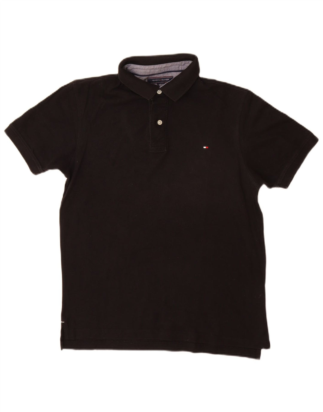 Tommy Hilfiger Polo para hombre grande de algodón negro