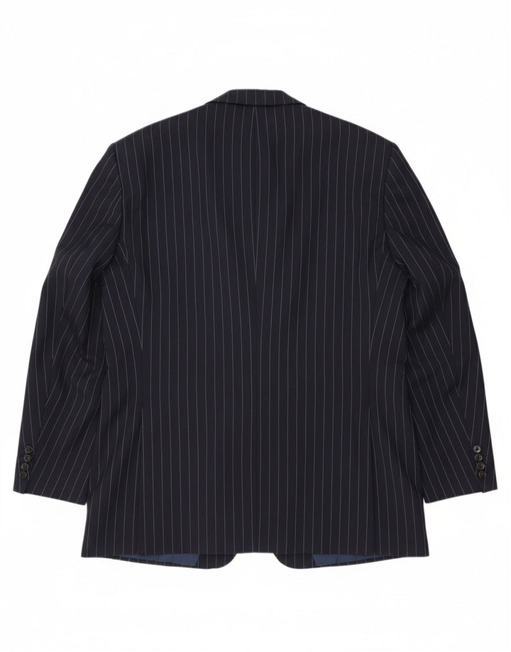 HUGO BOSS Mens 2 Button Blazer Jacket EU 54 2XL Navy Blue Pinstripe